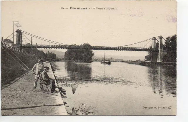 DORMANS - Marne - CPA 51 - pecheurs - peche à la ligne au pont suspendu