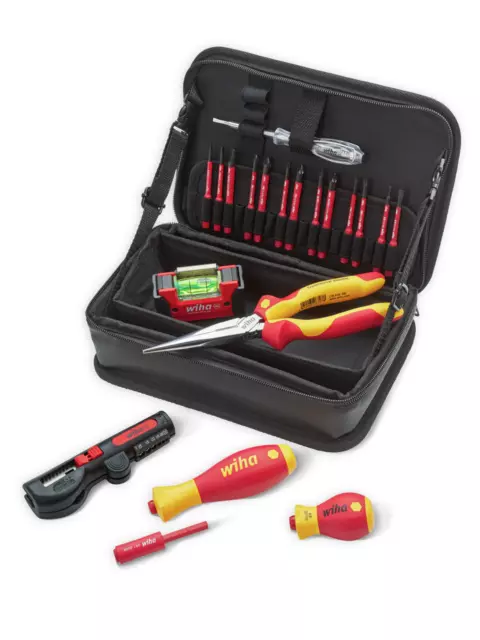 Wiha 45418 21 Piece VDE Insulated Electrician Tool Set Kit In Case