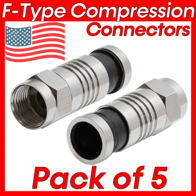 5 Pack RG59 RG6 F-Type Compression Connector Coaxial Cable Waterproof Plug CCTV