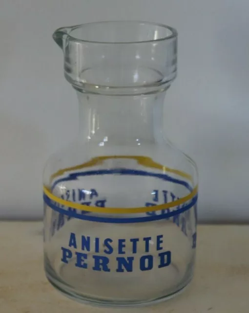 Carafe de bistrot publicitaire ancienne en verre de la marque Anisette PERNOD