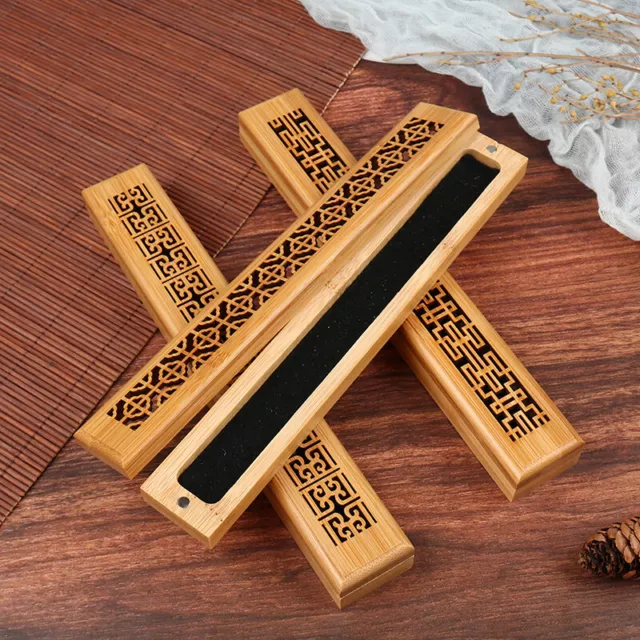 Bamboo Wooden Incense Stick Holder Burning Joss Insence 'Box Burner Ash Catcher