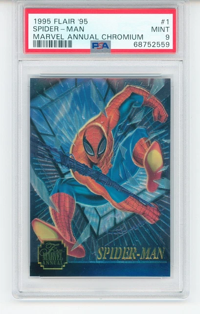 1995 Flair Marvel Annual Chromium #1 Spider-Man PSA 9 Mint LOW POP RARE