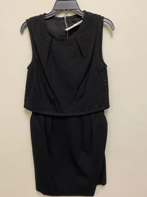 NWT Trina Turk Jolina Black Dress Perforated Pont Bodice sheath dress Size 6