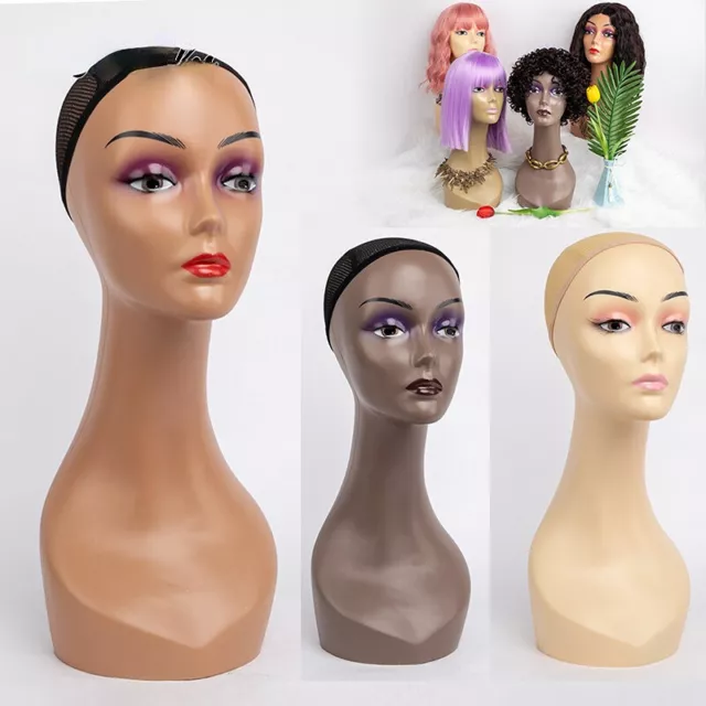 Female Realistic Mannequin Head with Long Neck Model Wig Scarf Cap Display Stand