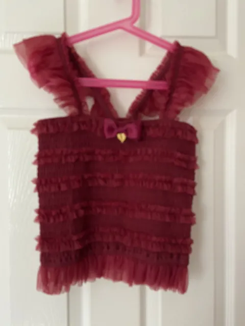 ANGEL'S FACE Girl's Top Red Shirred & Lace GEORGIA Age 8-9 Yrs NEW RRP£34