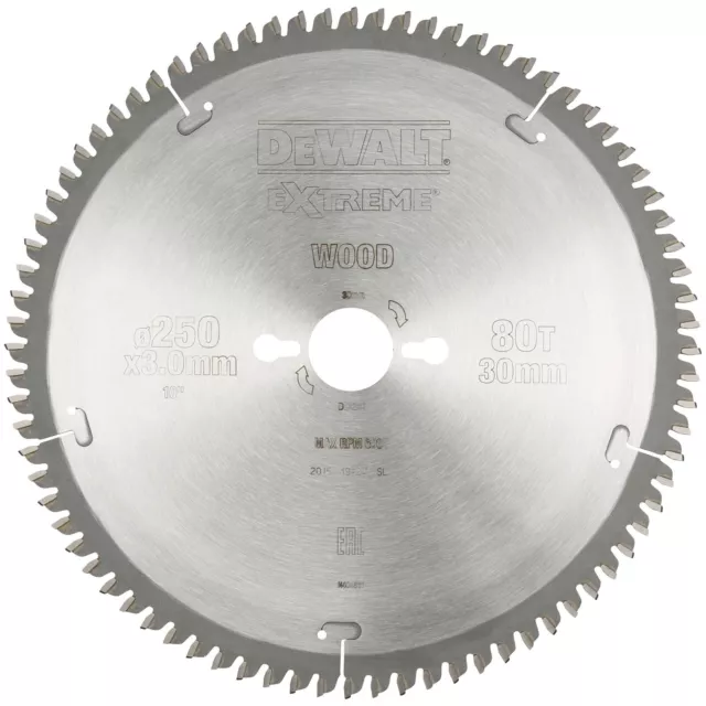 DEWALT DT4287-QZ Circular Saw Blade 250 x 30mm x 80T Series 40 Extra Fine Finish