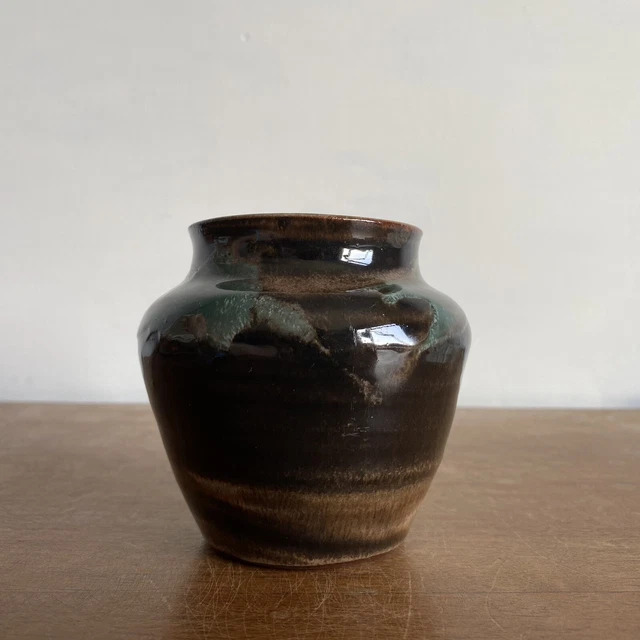 York Rose Pottery Vase Small Brown Studio Pottery Vase York England
