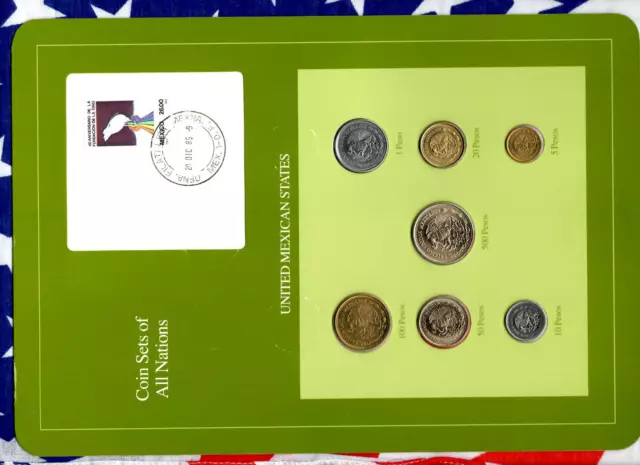 Coin Sets of All Nations Mexico  1985-1988 UNC 500 Pesos 1988 20 Pesos 85