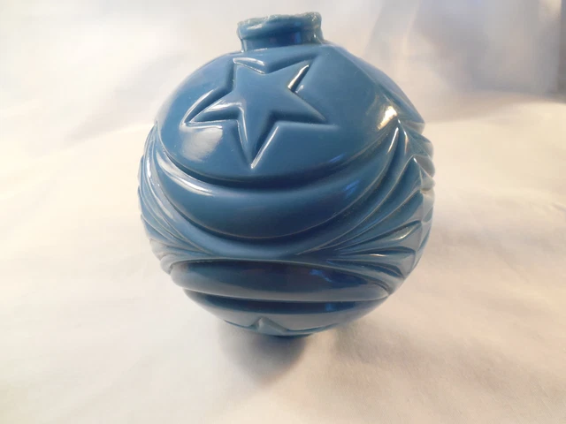 Blue milk glass lightning rod ball moon & stars