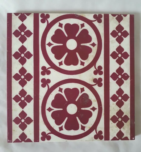 Stunning Minton Hollins Antique Arts & Crafts Design 6 Inch Tile Gothic Revival