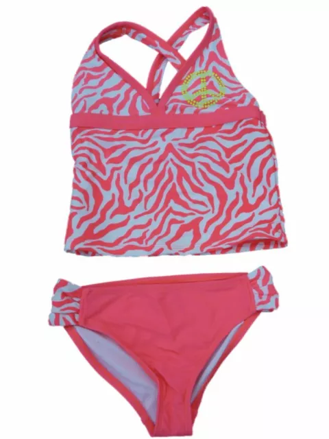 Angel Beach Girls Orange Zebra Print Swimming Suit Swim Bathing Suit 2 PC