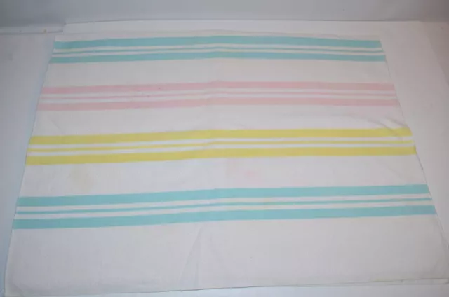 Vtg BABY Receiving Blanket Dundee 26X38 stripes Pink blue Nursery swaddle 1970's