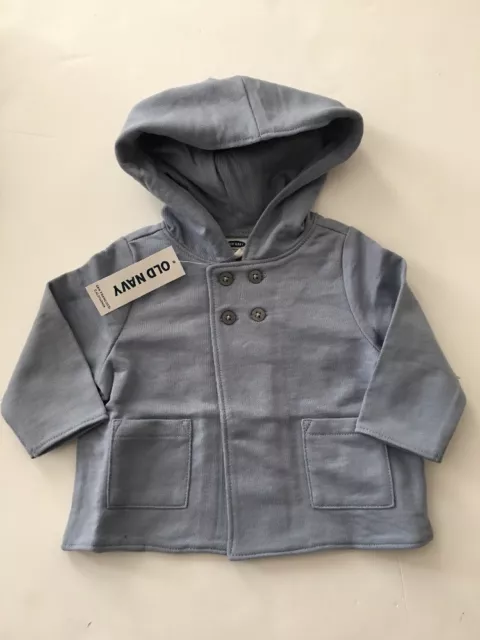 Old Navy Baby Boy Hooded Cardigan Size 3 6 Months Layette Solid Blue