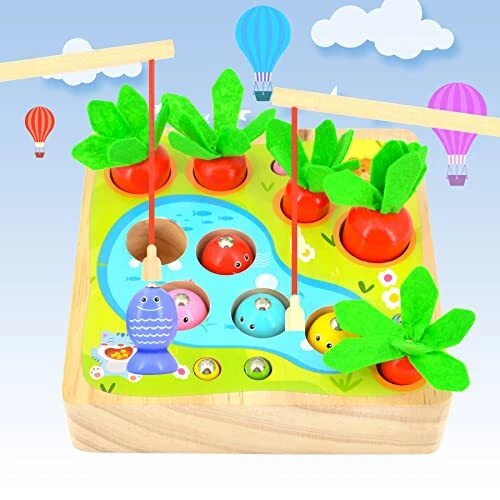Jeux Montessori, Jouet en Bois Jeu de Pêche Magnetique Bebe, Jeux Enfants Garçon