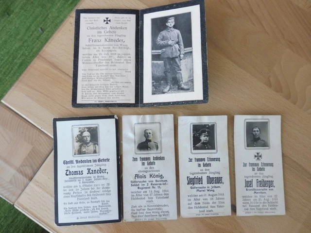 5  Stück Sterbebilder 1. Weltkrieg