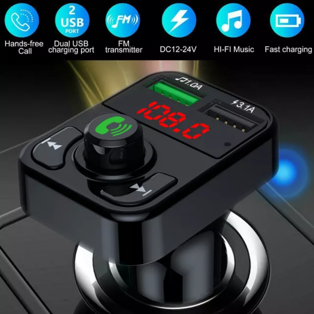 Dual USB Bluetooth Ladegerät KFZ Adapter FM Transmitter Auto Radio MP3 Player
