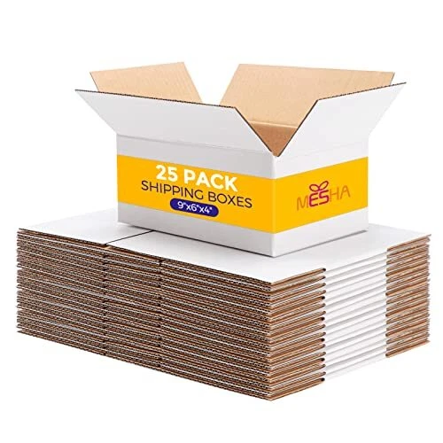 White Corrugated Mailing Box 9X6X4'' Shipping Boxes Cardboard For Small
