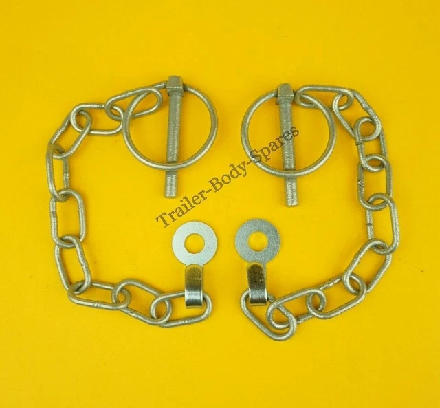 2 X 6MM Galvanised Lynch Pin & Chain with TAB WASHER Ifor Williams