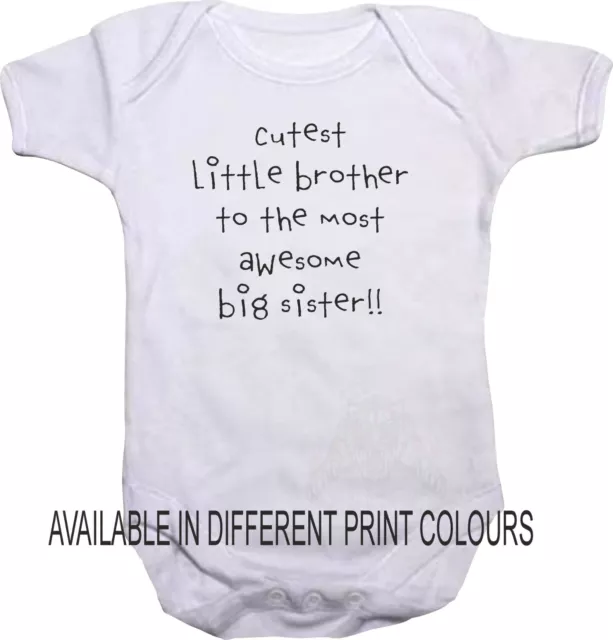 Cutest Little Brother To The Most Awesome Big Sister Unisex Baby Vest funny*