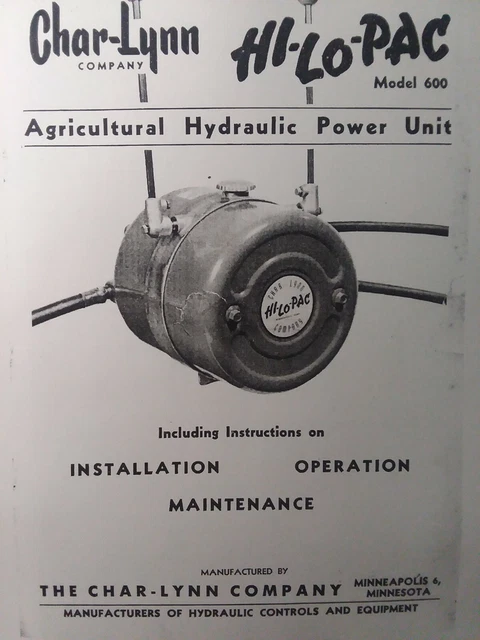 thumbnail image 2 of Owner's Manual For Char-Lynn 600 Hi-Lo-Pac PTO Hydraulic Power Pack – Brand New 2 of 6