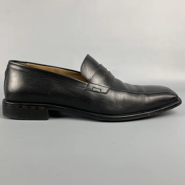 LOUIS VUITTON TAILLE US 10 UK 9 Cuir Noir Bout Carr Mocassins