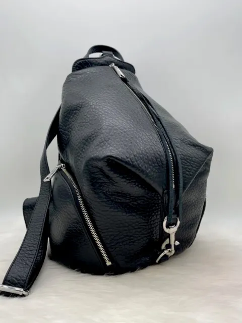 AUTH NWT Rebecca Minkoff Women's Julian LG Pebbled Leather Backpack In Black