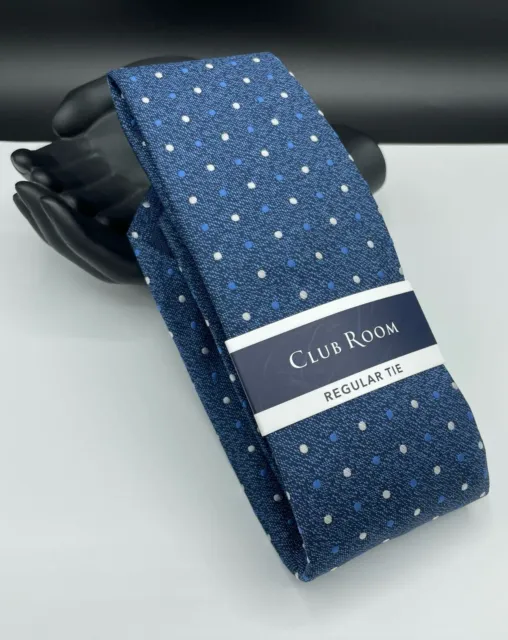 CLUB ROOM Regular Tie Men's Neck Tie ~ Blue ~ Polka Dot ~ MSRP: $55.