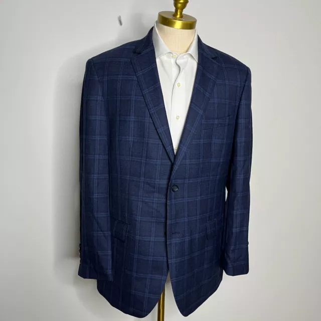 Pronto Uomo Blazer Mens 100% Wool Blue Check 44L