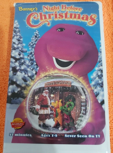BARNEY'S NIGHT BEFORE Christmas (VHS Video, 1999) Tape Barney Purple Dinosaur $7.99 - PicClick