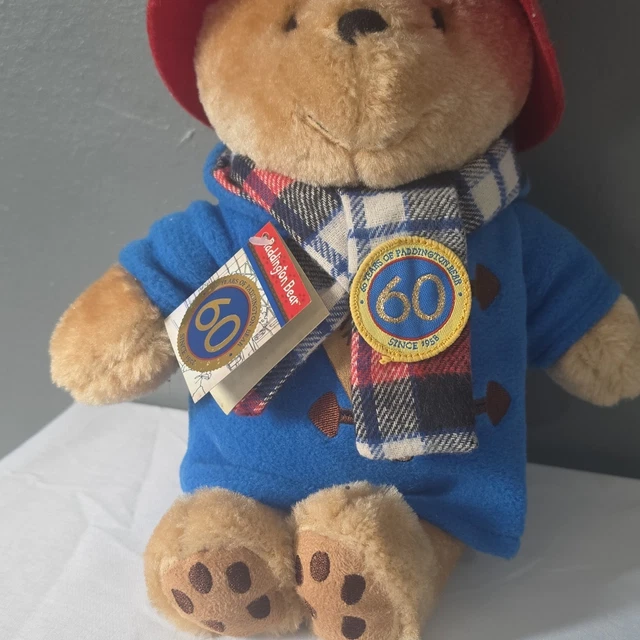 PADDINGTON BEAR 60TH Anniversary Plush Teddy Soft Toy Blue Coat Red Hat ...