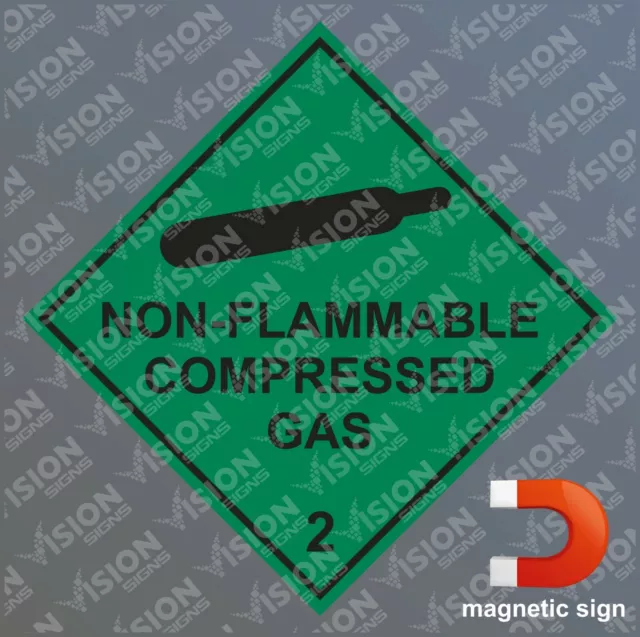Warning Magnetic Sign Non Flammable Compressed Gas 2 Signs Magnet Sticker Decal