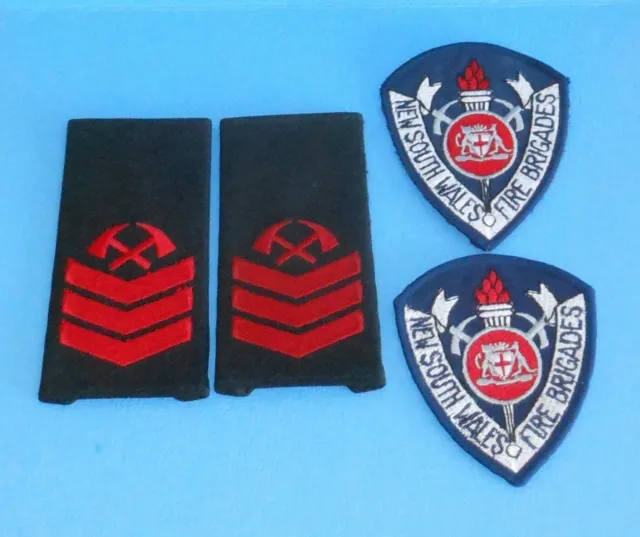 Nsw Fire Brigades Obsolete Patches & Retained Firefighter 15-Yr Rank Epaulettes