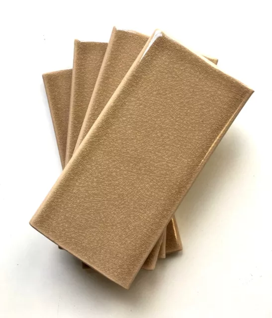 3x6 Cafe Latte Handmade Glossy Finish Crackled Ceramic Tile Wall Backsplash Bath