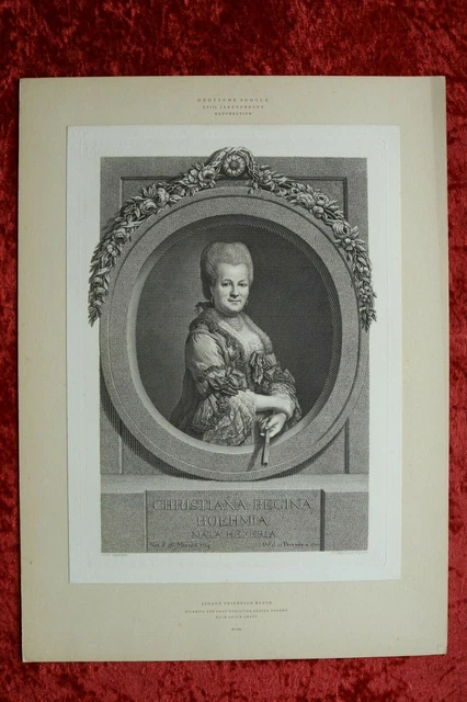 M-IX) Kupferstich Johann Friedrich Bause 1898 Christina Regina Böhme Reichsdruck