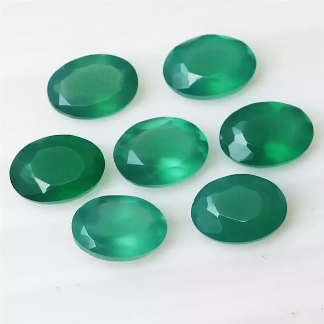 Wholesale Lot of 7x5mm Oval Facet Natural Green Onyx Loose Calibrated Gemstone 2