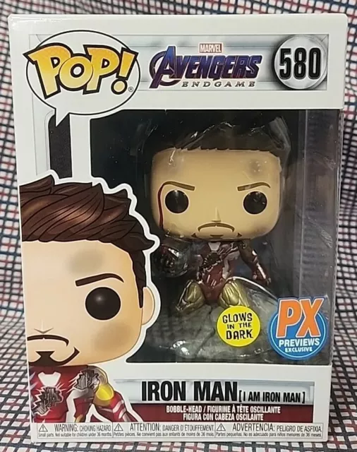 Funko Pop Avengers Endgame I Am Iron Man #580 Glows in the Dark PX Previews