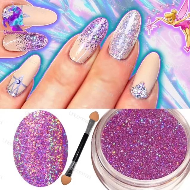 LILAC HOLOGRAPHIC NAIL POWDER 2g RAINBOW Glitter Effect Ultra Thin Dust Holo UK