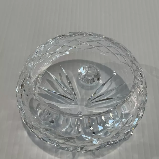 Crystal Diamond Cut 3 Footed Small Bowl Trinket Ornament 6cm Tall 20cm Diameter 2