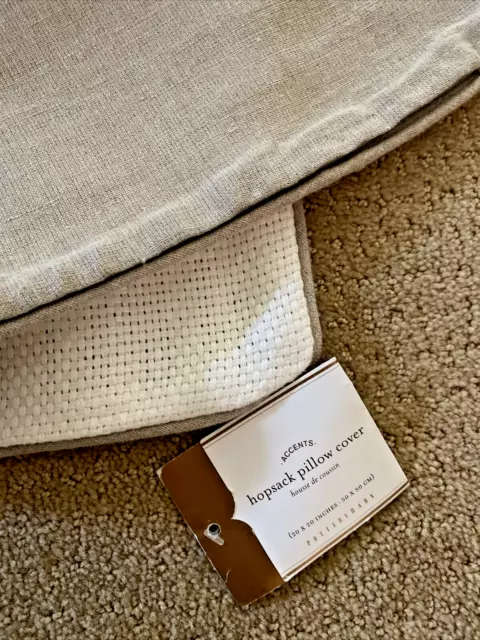 POTTERY BARN Hopsack Basketweave Pillow Cover Linen 20" ~ NWT