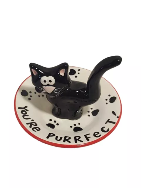 Lorrie Veasey Our Name is Mud Cat Ring Holder Trinket Dish Black Cat