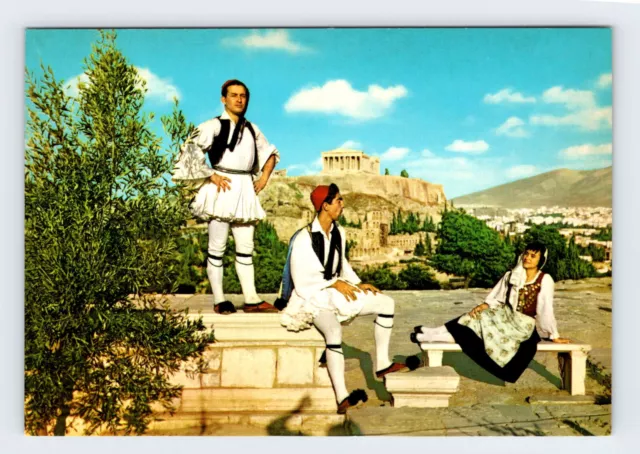 Athens Greece Traditional Greek Costumes Vintage 4x6 Postcard BRY56