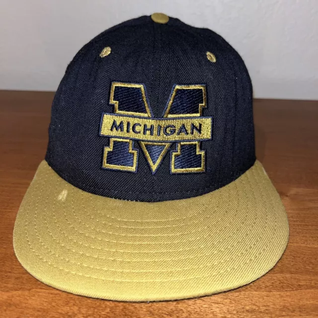 Vtg 90s New Era Michigan University Wolverines Pro Model Wool Fitted Hat USA