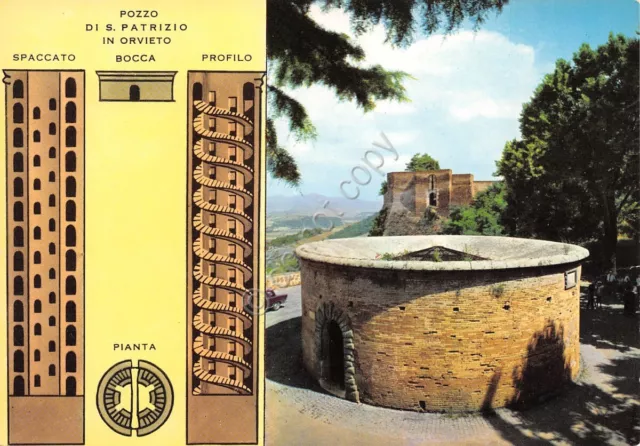 Cartolina Orvieto Pozzo di San Patrizio con pianta