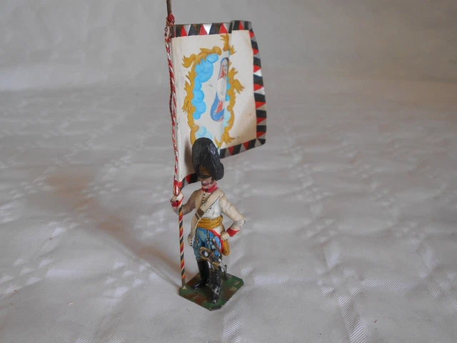Vintage Lead Figures standard bearer Napoleonic wars tin base and flag