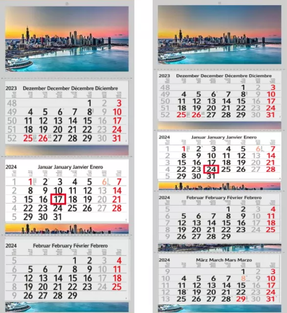 3/4 Monatskalender 2024 Motiv Kalender Foto USA Stadt Wandkalender Fotokalender