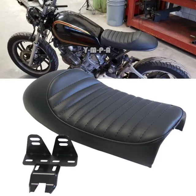 Retro Refit Flat Brat&Hump Saddle Seat Cushion For Honda CB Suzuki GS Racer Cafe 2