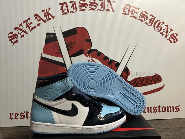 Womens NIKE AIR JORDAN 1 RETRO HIGH OG UNC Patent BLUE CHILL CD0461-401 Bred Womens NIKE AIR JORDAN 1 RETRO HIGH OG UNC Patent BLUE CHILL CD0461-401 Bred