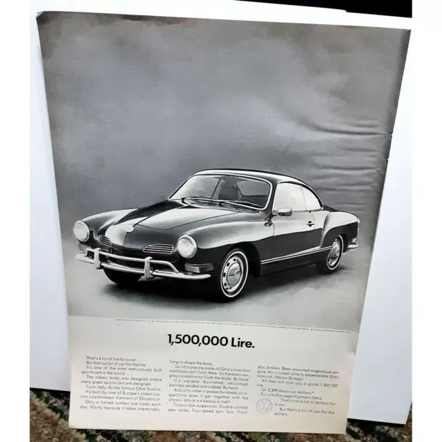1970 Volkswagen Karmann Ghia Original Print Ad Vintage