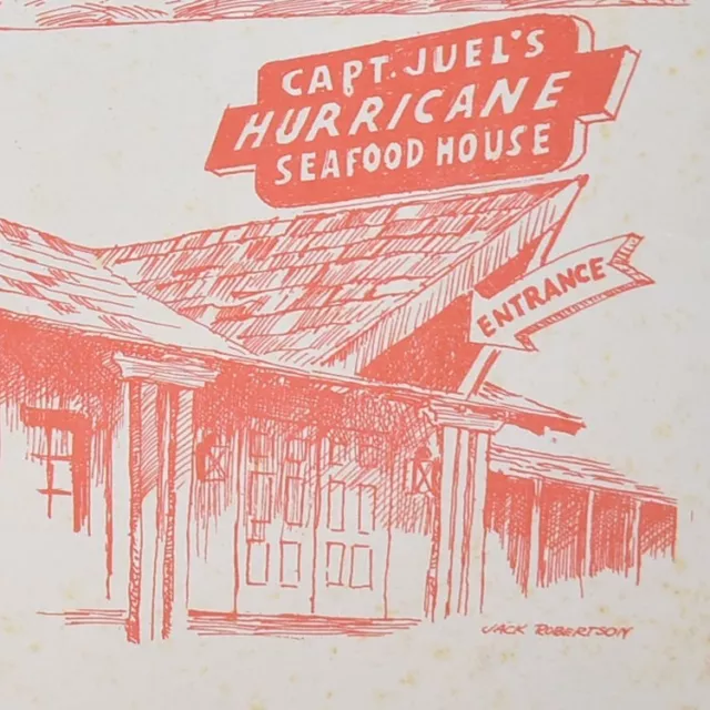 1950s Captain Juel's Hurricane Seafood House Restaurant Placemat Little River SC