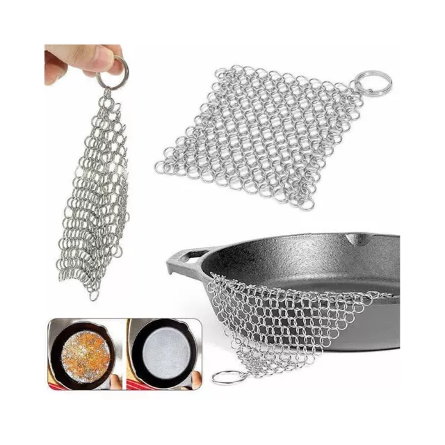 Trustworthy and Safe Stainless Steel Chain Mail Cleaner for Iron Pan 6x8in